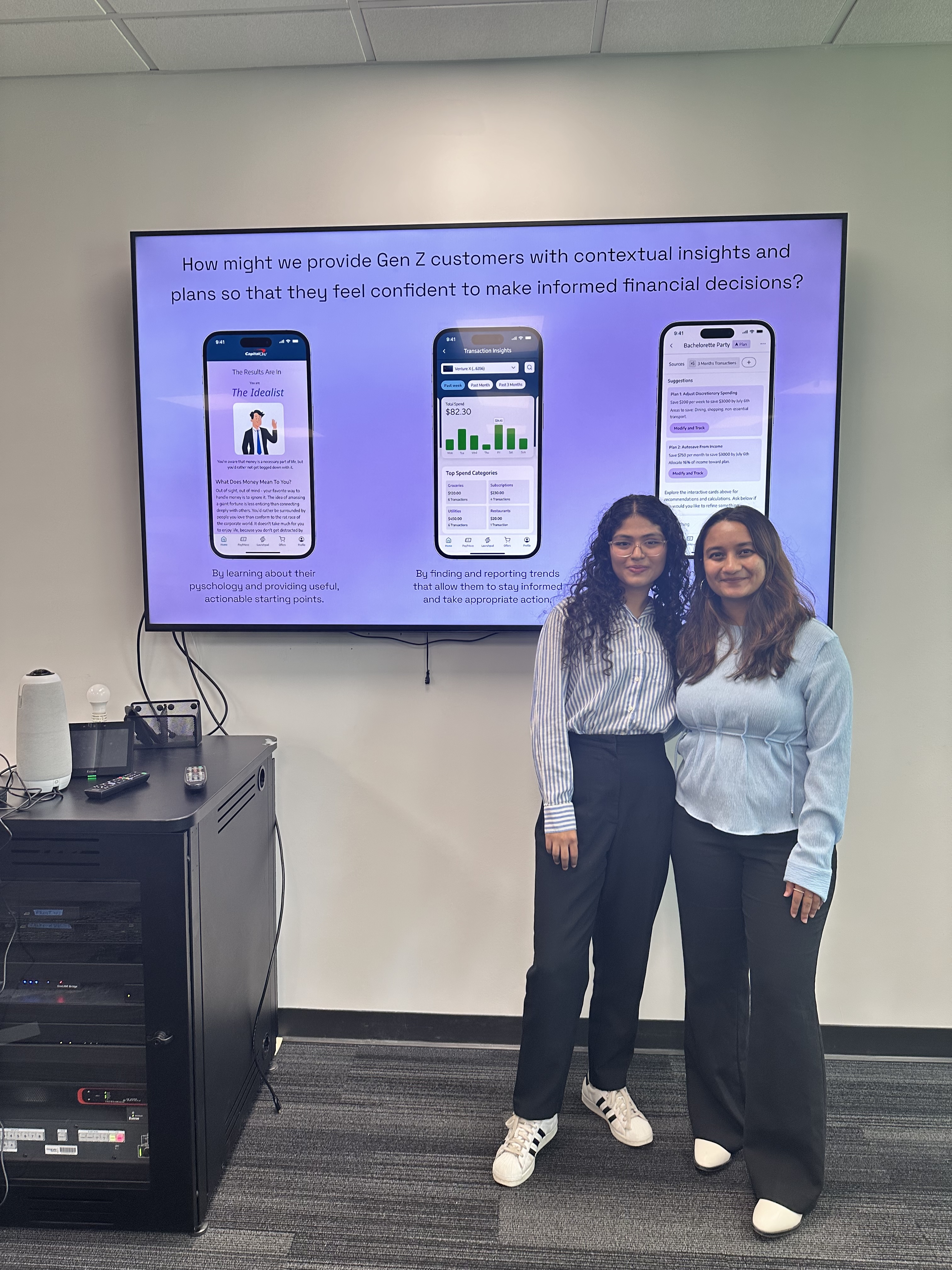Manuni and Jahnavi presenting the project