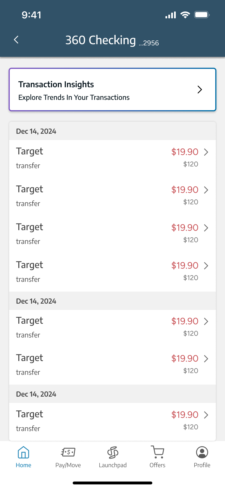 Transaction Insights hub
