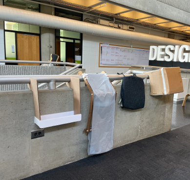 Prototypes along the atrium railing