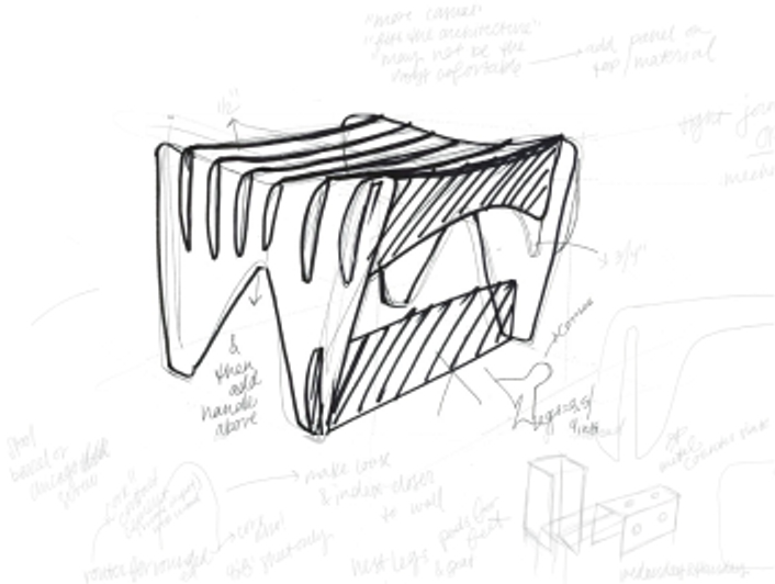 Slatted stool concept sketch
