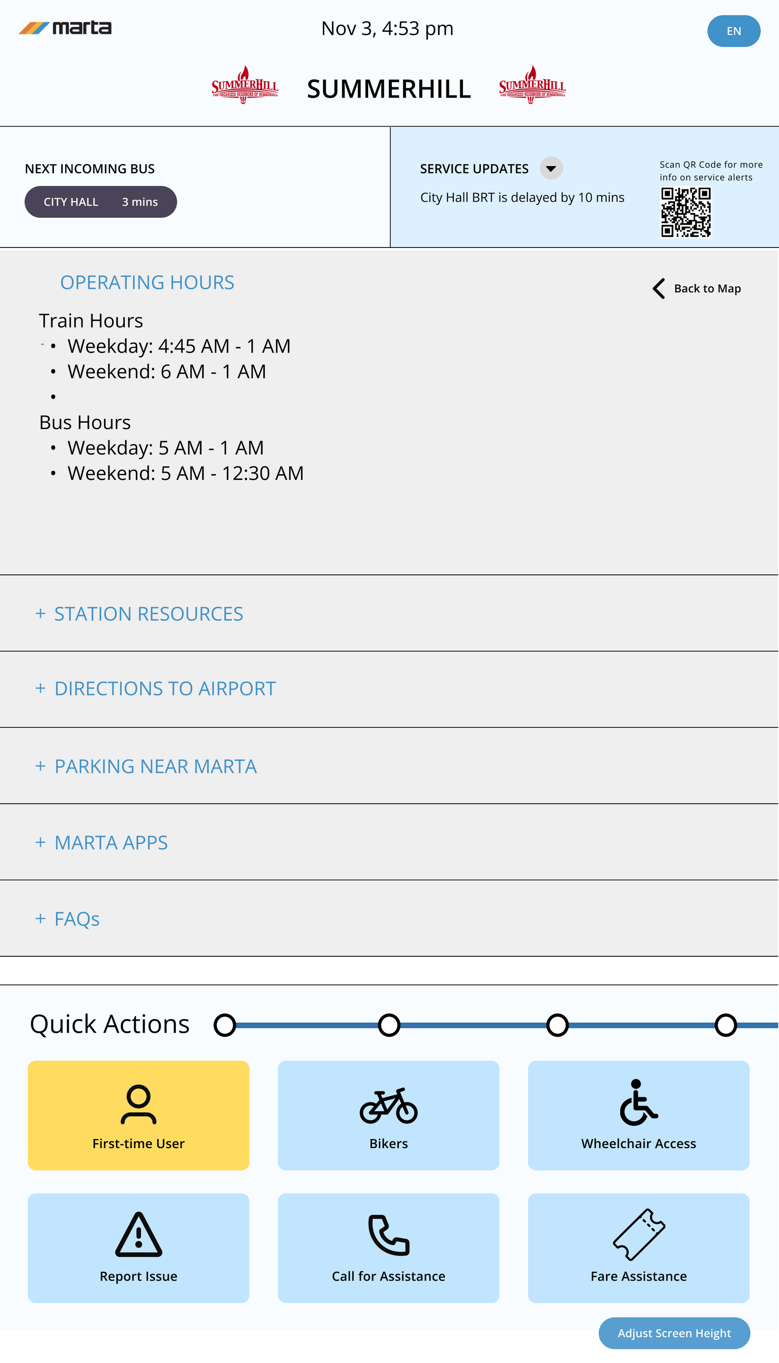 Quick actions screen for a new user