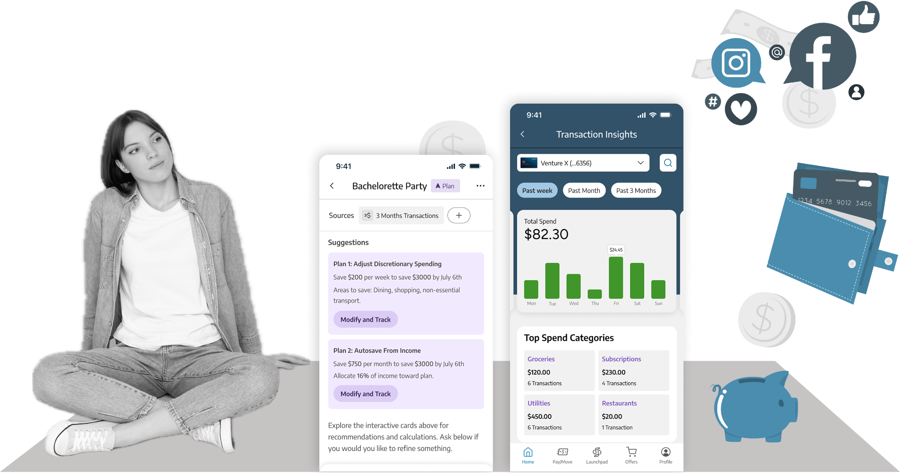 Capital One Gen Z banking app screens