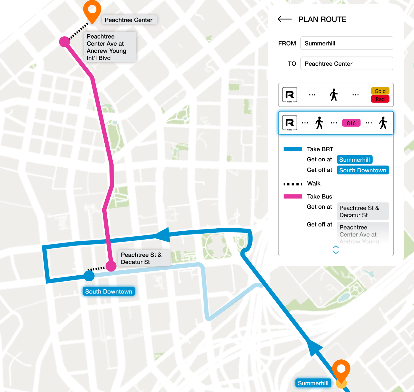MARTA route planning map